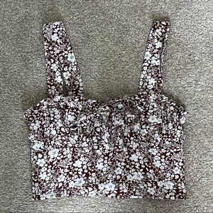 BRAND NEW PacSun brown and white floral top